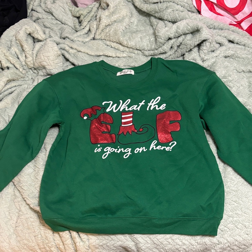 Wound Up Green 'What the Elf' Holiday Sweatshirt